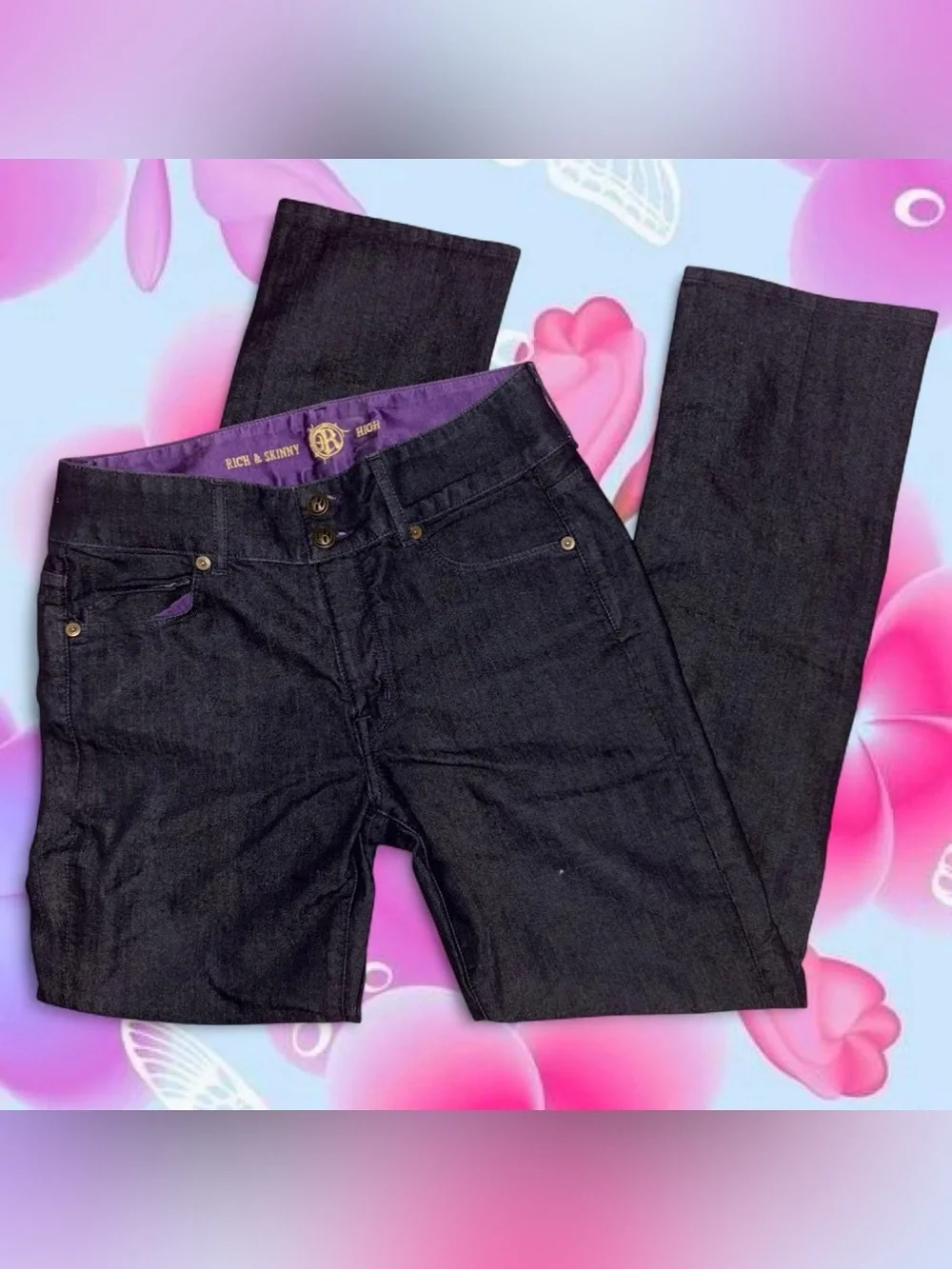 vtg y2k high waist straight jeans - rich & skinny, sz 28
