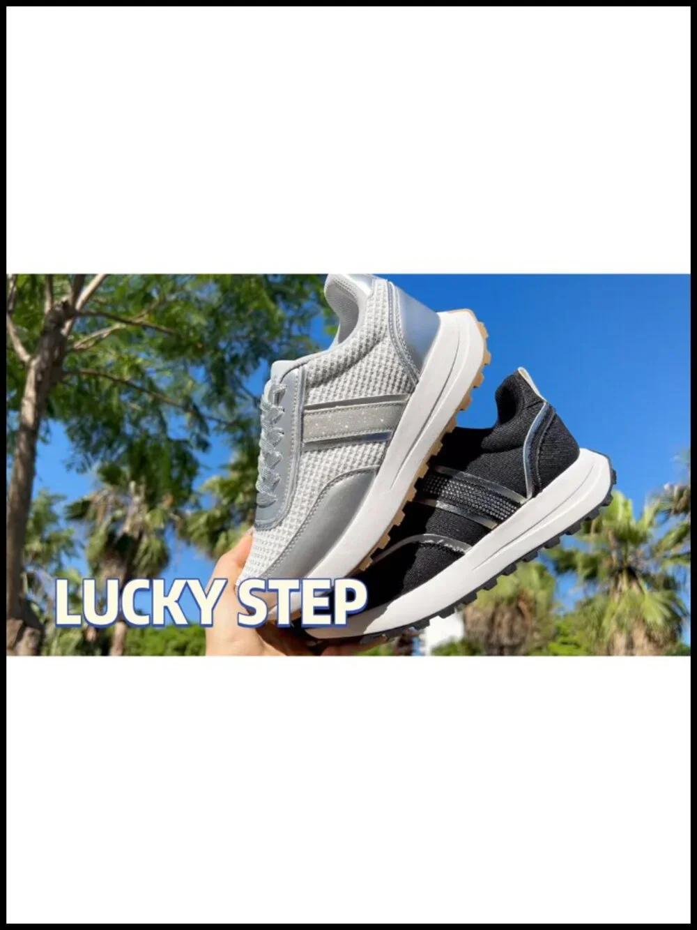 Women Platform Walking Shoe Retro Classic Casual Rhinestone Sneakers Lace-Up