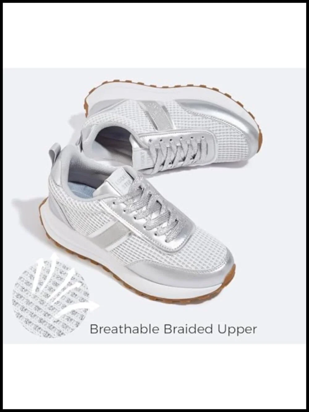 Women Platform Walking Shoe Retro Classic Casual Rhinestone Sneakers Lace-Up