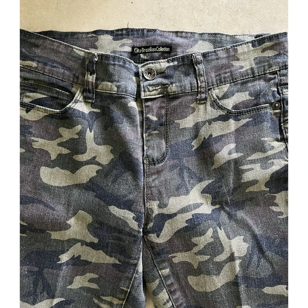Elite Brazilian Collection Denim Jeans Stretch Juniors Size 5 Camo Pants