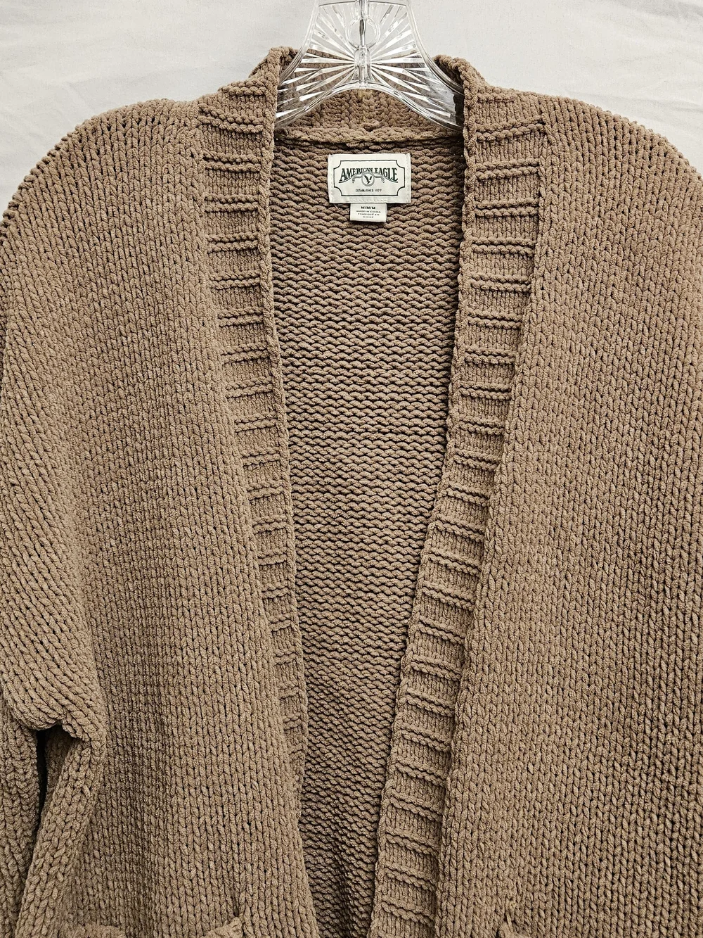 American Eagle Brown Knit Oversized Cardigan Womens M Chunky Balloon Granola