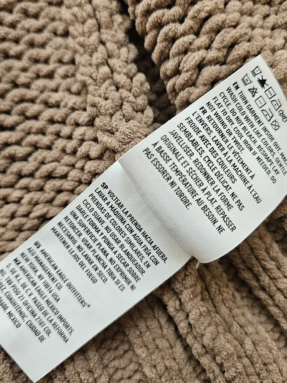 American Eagle Brown Knit Oversized Cardigan Womens M Chunky Balloon Granola