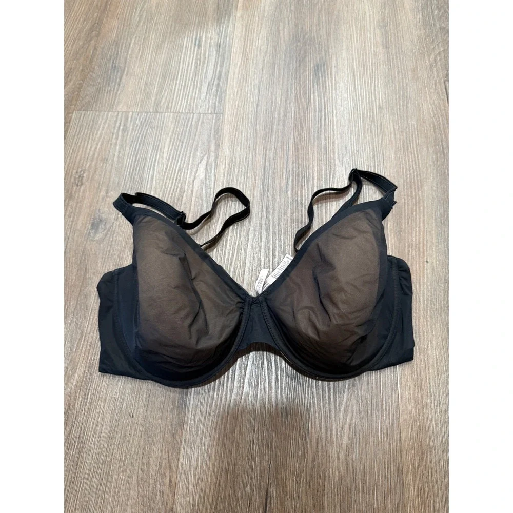 Victorias Secret Lined Perfect Coverage Bra Black Mesh Underwire‎ 38DD E85