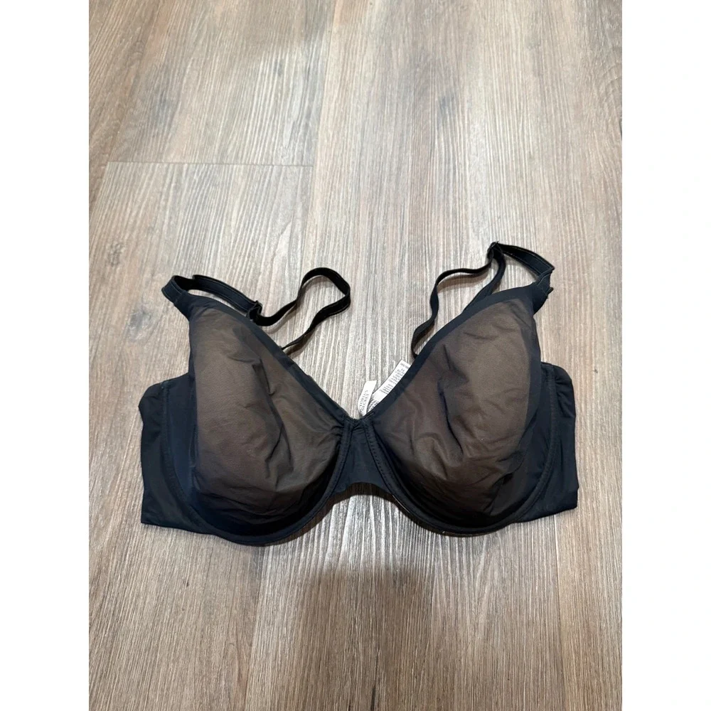 Victorias Secret Lined Perfect Coverage Bra Black Mesh Underwire‎ 38DD E85
