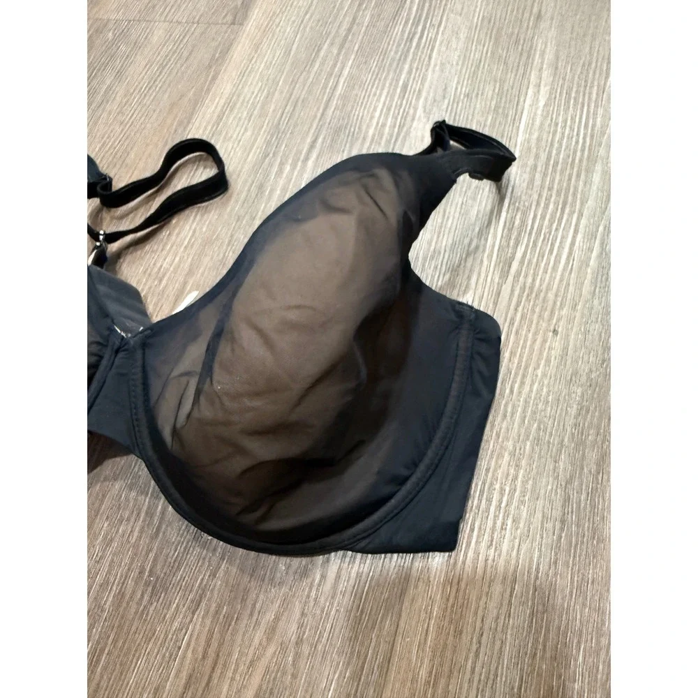 Victorias Secret Lined Perfect Coverage Bra Black Mesh Underwire‎ 38DD E85