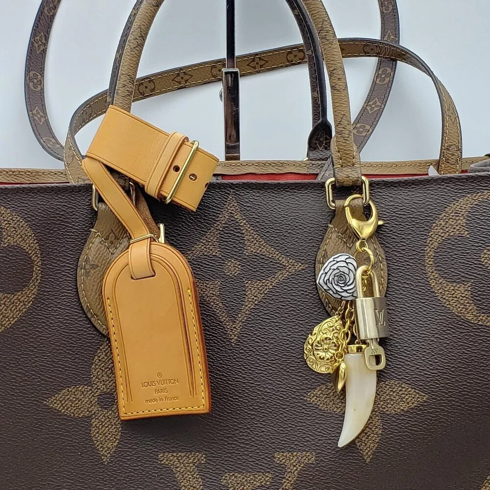 Authentic Louis Vuitton Luggage Nametag and Gold Padlock with Unbranded Keycharm