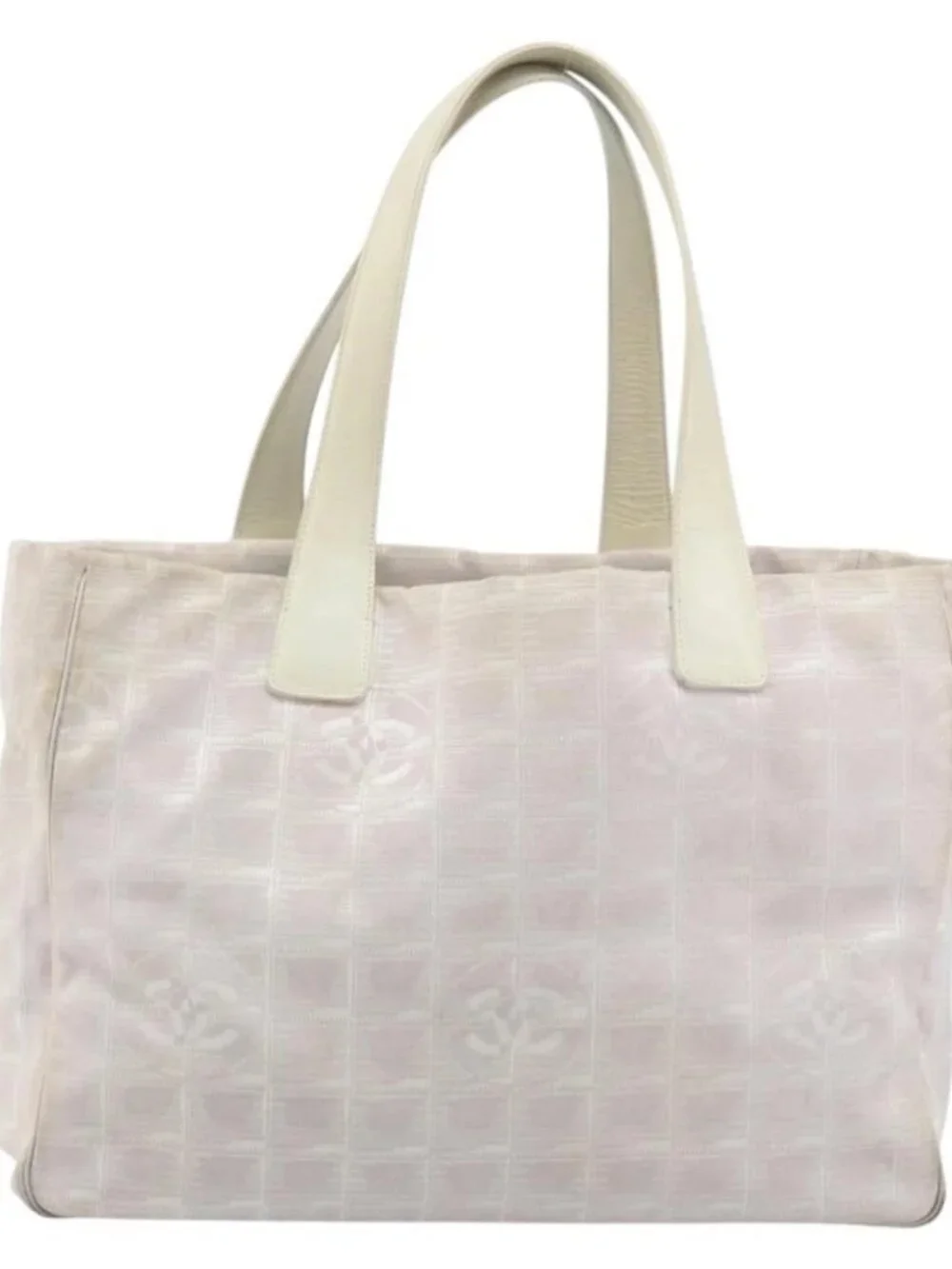 CHANEL New Travel Line Tote Bag Nylon Pink Gold CC Auth BA11718