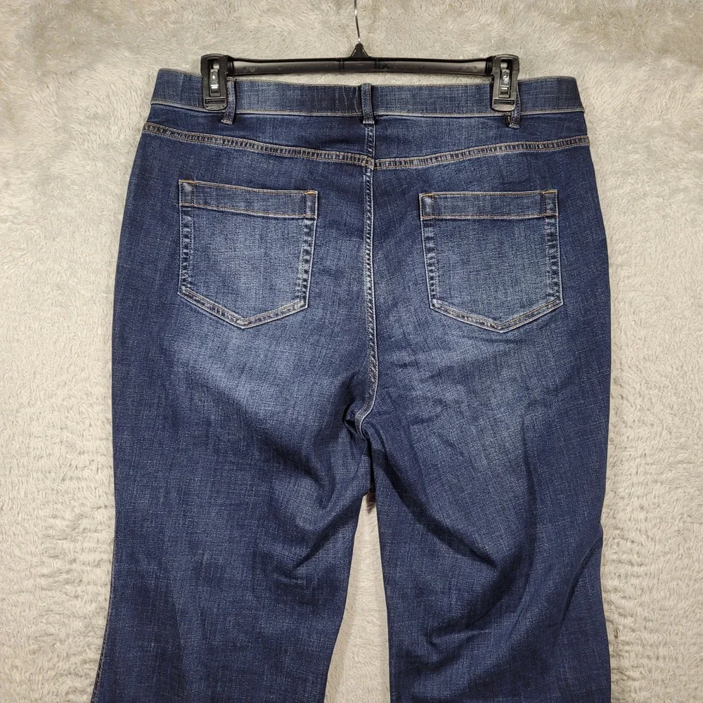 J.Jill Denim High-Rise Flare Jeans Women 18T Blue Patch Pocket Stretch 38x34