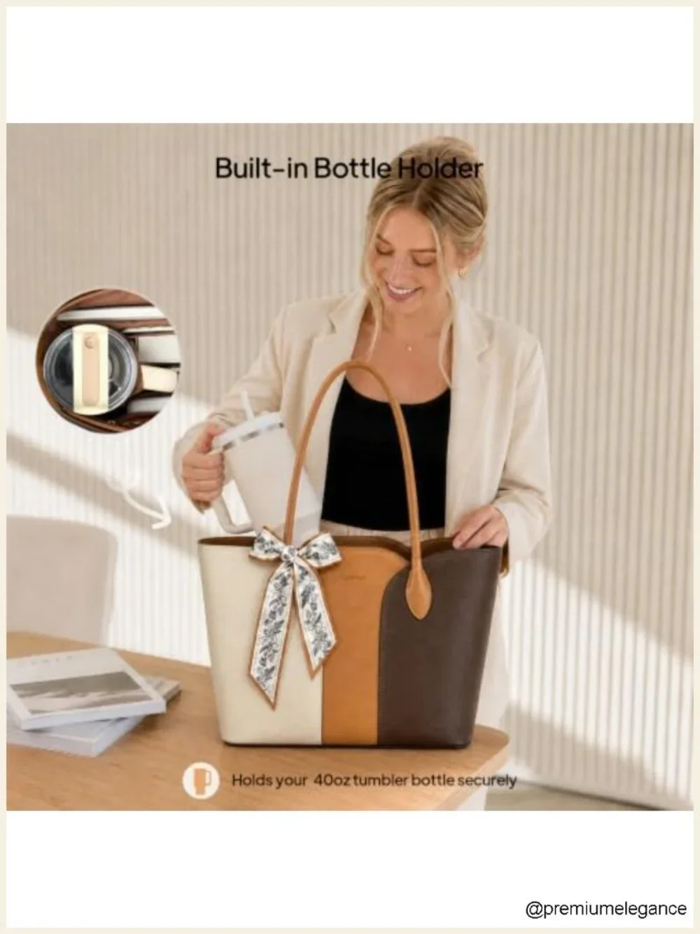 Vegan Leather Laptop Tote Bag for Women, 15.6