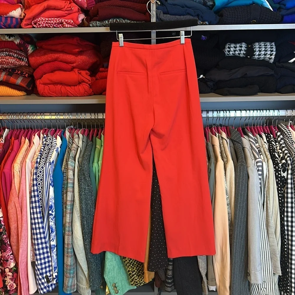 Alice + Olivia orangey red cropped  2 pocket wide leg trousers size 0