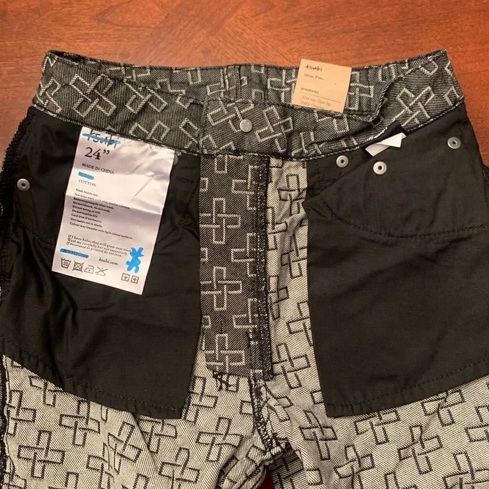 Ksubi Women’s slim pin monogram cropped ankle pants size 24, NWT
