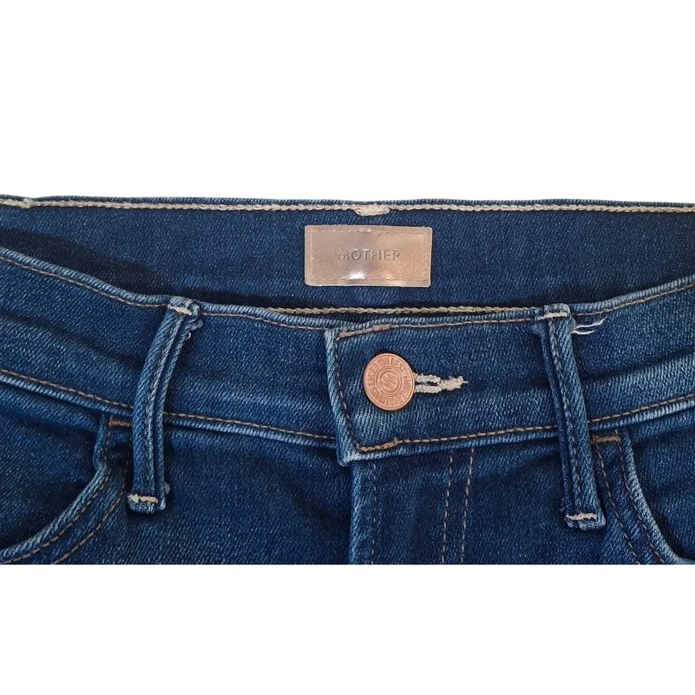 Mother The Hustler Ankle Fray Jeans Size 27 in Home Movies Wash Blue Flare