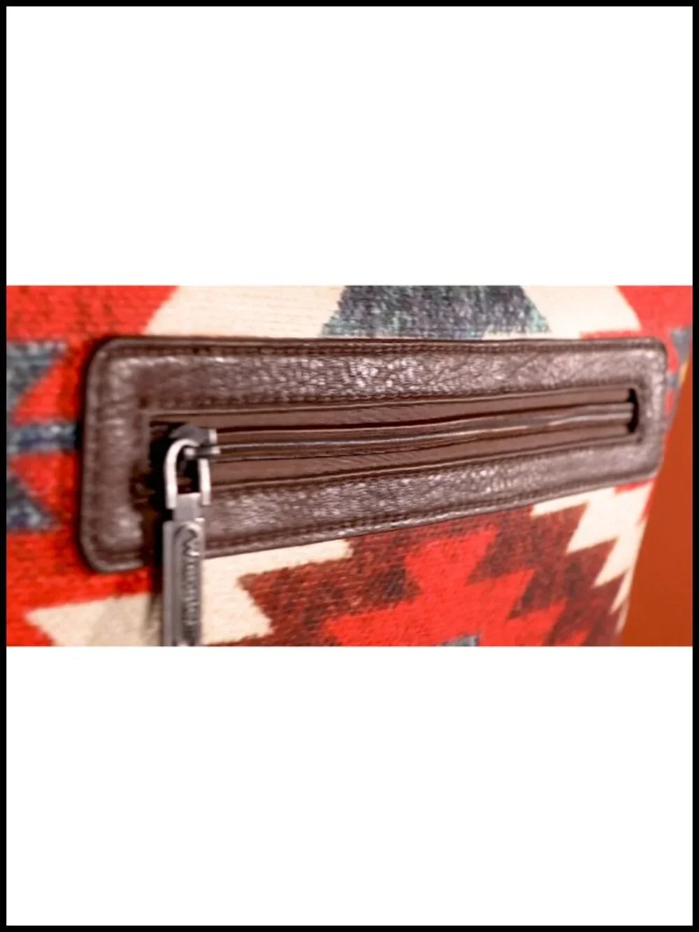 Aztec Print Canvas Tote Bag with Leather Handles for Work & Travel
