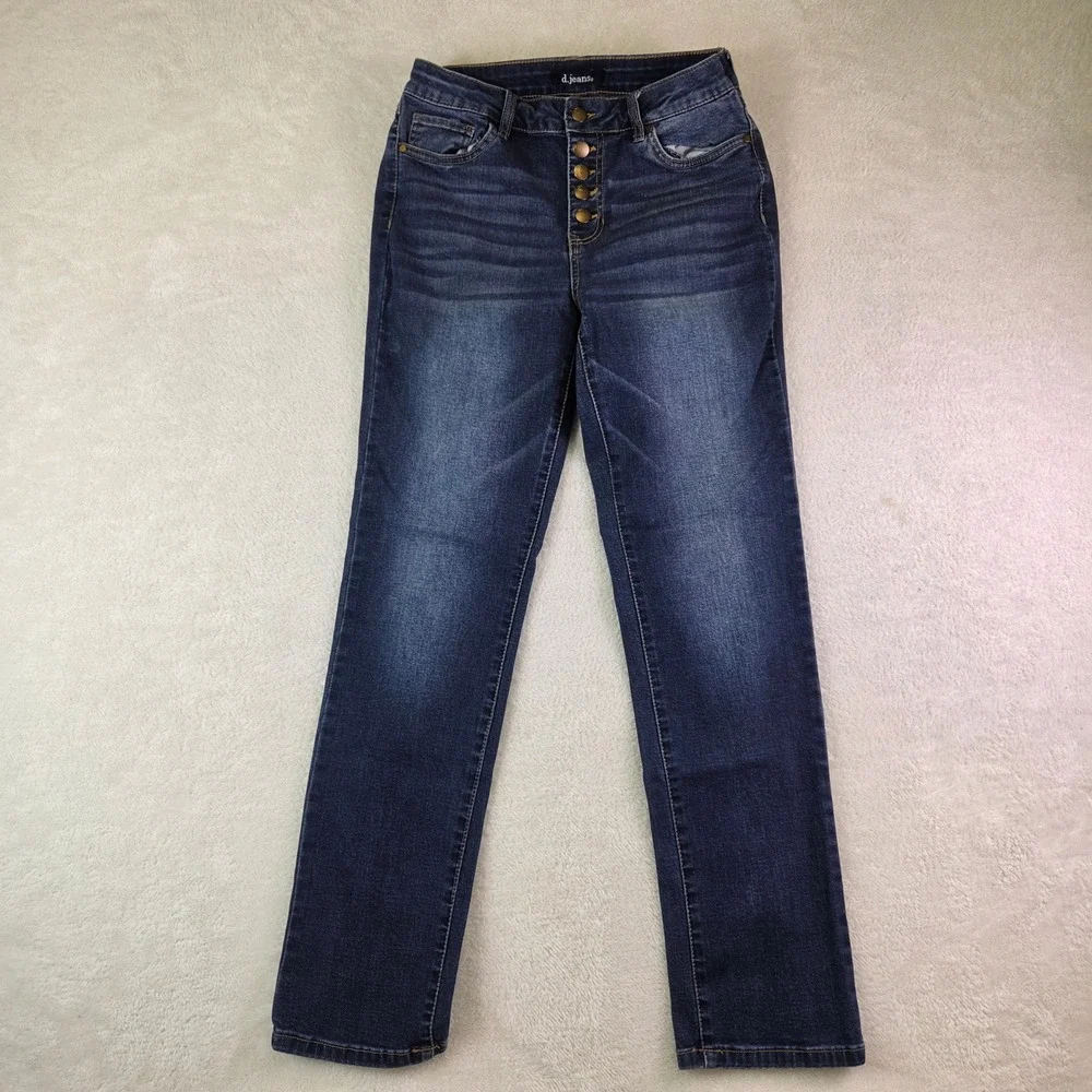 d.jeans Womens Size 6 Dark Wash Exposed Button Fly Stretch Denim Jeans RN55356