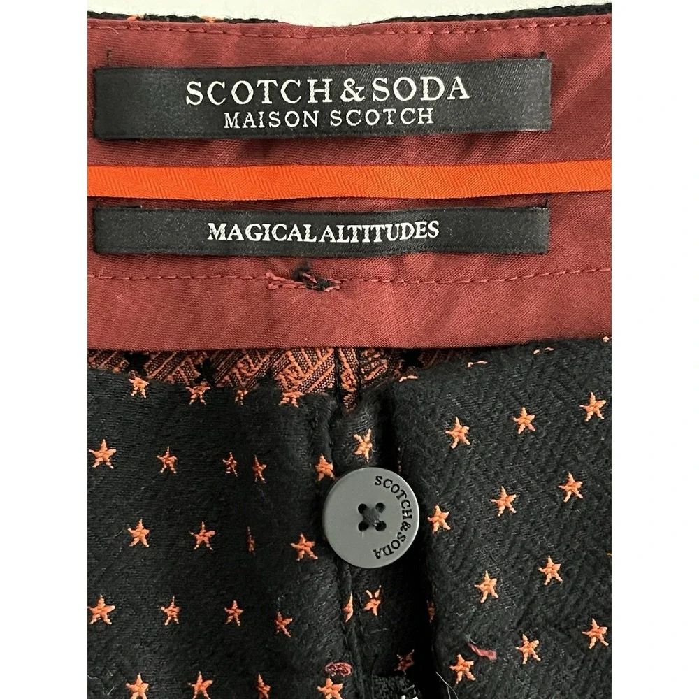 Scotch‎ & Soda Magical Altitudes Star Jacquard Pant Size XL Black Red EUC