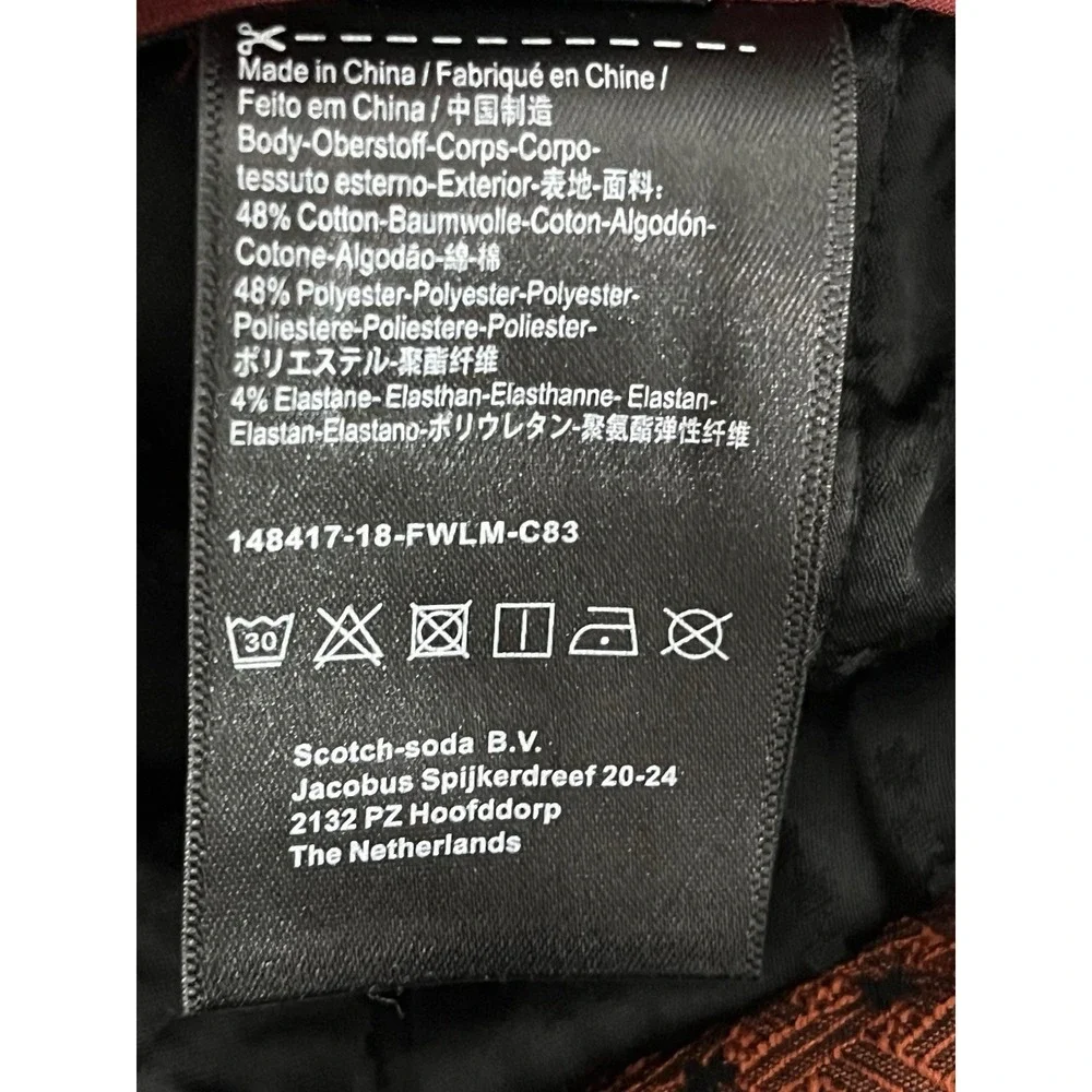 Scotch‎ & Soda Magical Altitudes Star Jacquard Pant Size XL Black Red EUC