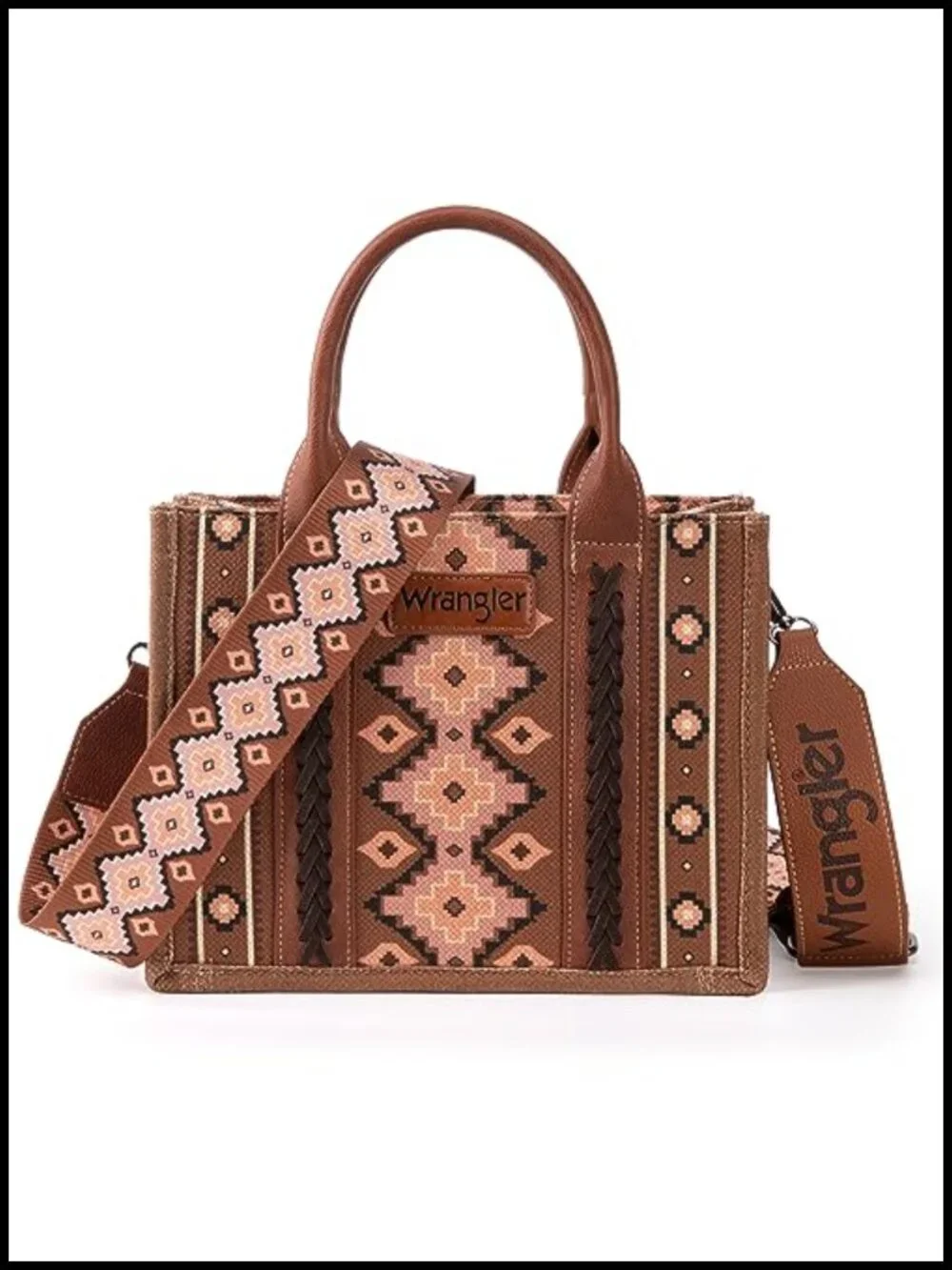 Boho Aztec Print Tote Bag with Guitar Strap