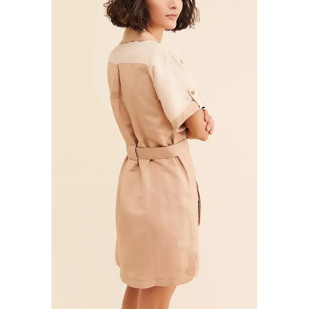 Free People x Steele Dusty Utility Dress XS Linen‎ Blend Belted Safari Mini NWT
