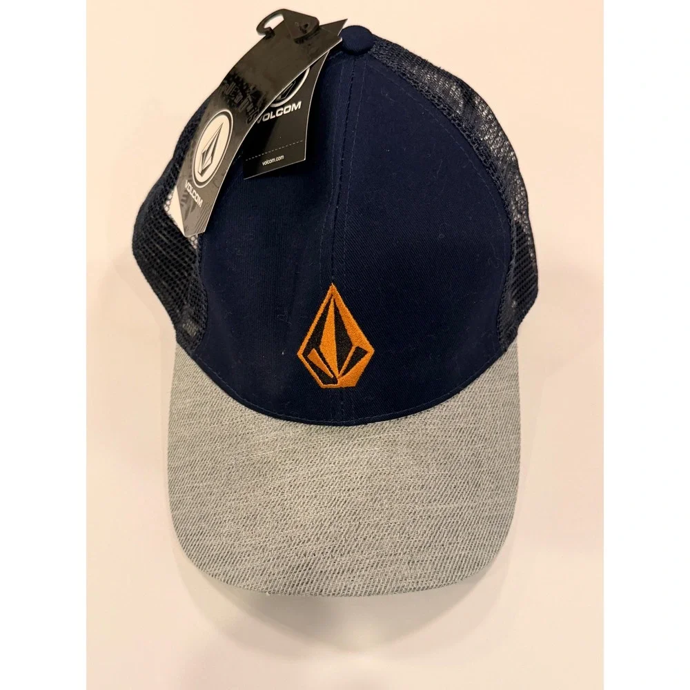 NWT Volcom Full Stone Cheese‎ Hat Navy Gray Trucker Snapback Cap