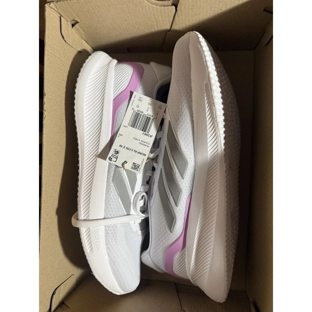 ADIDAS‎ RUNFALCON 5 W Women White Pink Grey Running  Shoe Low Top NEW IN BOX