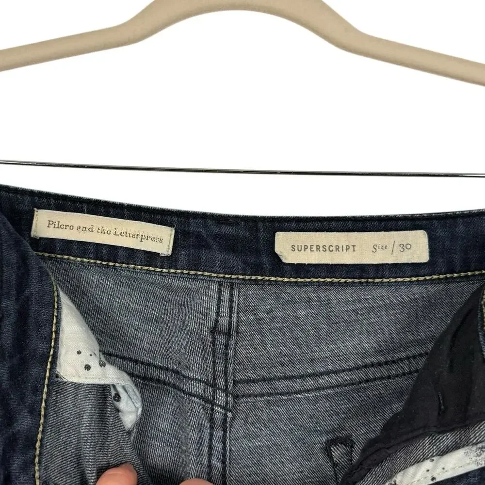 Pilcro and the Letterpress Anthropologie Dark‎ Wash Denim Stretch Flare Jeans 30