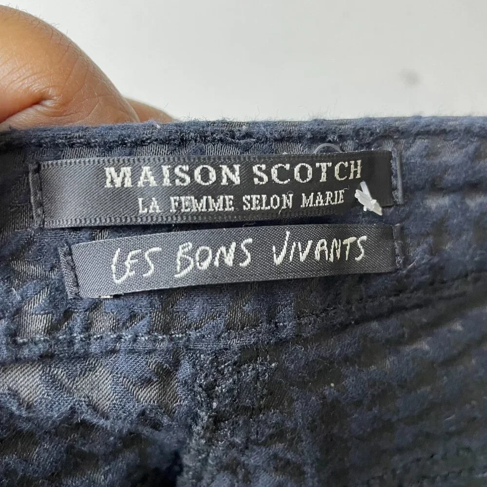 Maison Scotch Jeans Skinny Fit Houndstooth‎ Textured Durable Fabric Black W 27