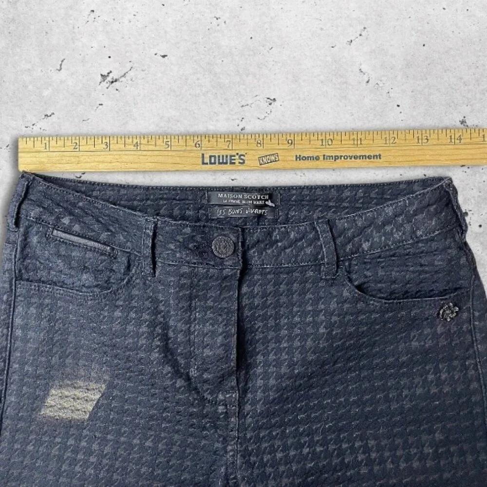 Maison Scotch Jeans Skinny Fit Houndstooth‎ Textured Durable Fabric Black W 27