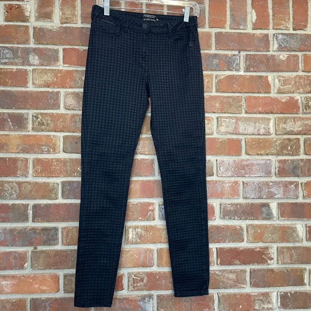 Maison Scotch Jeans Skinny Fit Houndstooth‎ Textured Durable Fabric Black W 27