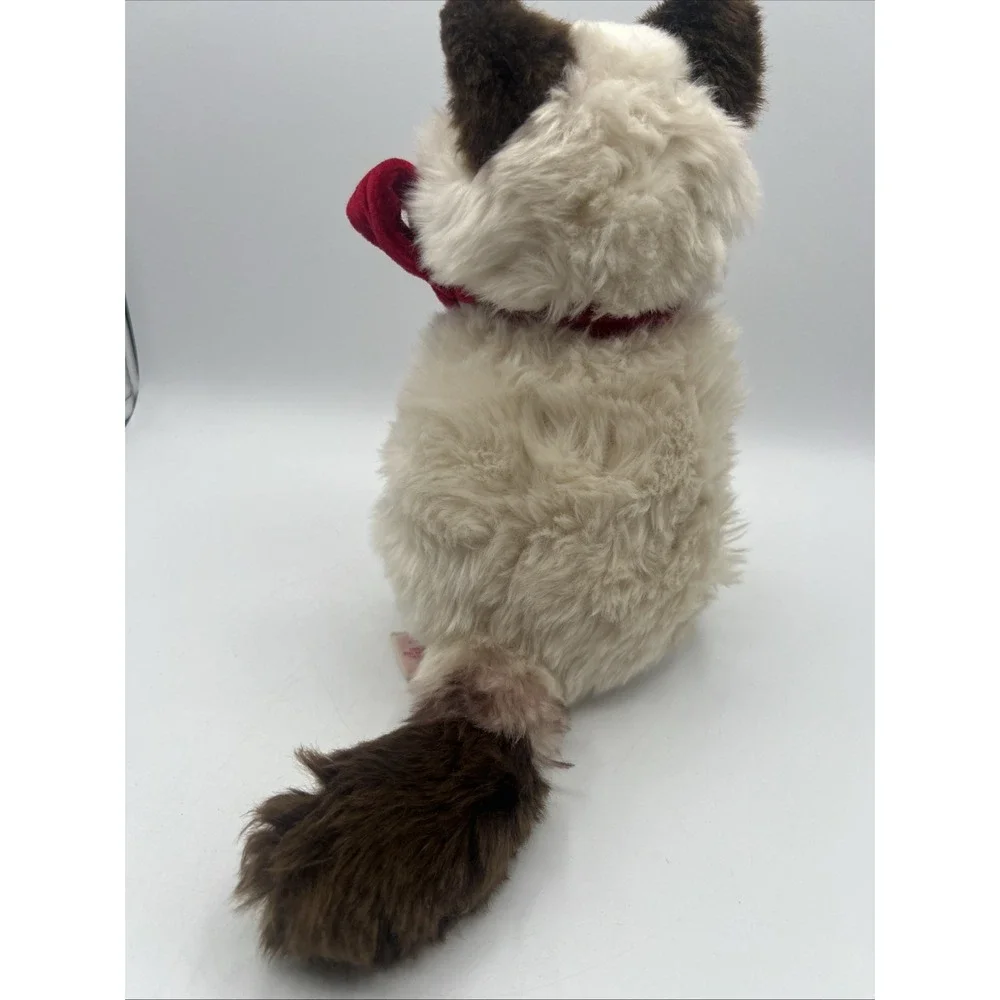 Russ Berrie Plush Cat Minx Siamese‎ Blue Eye Red Velour Bow EUC Kitty 9