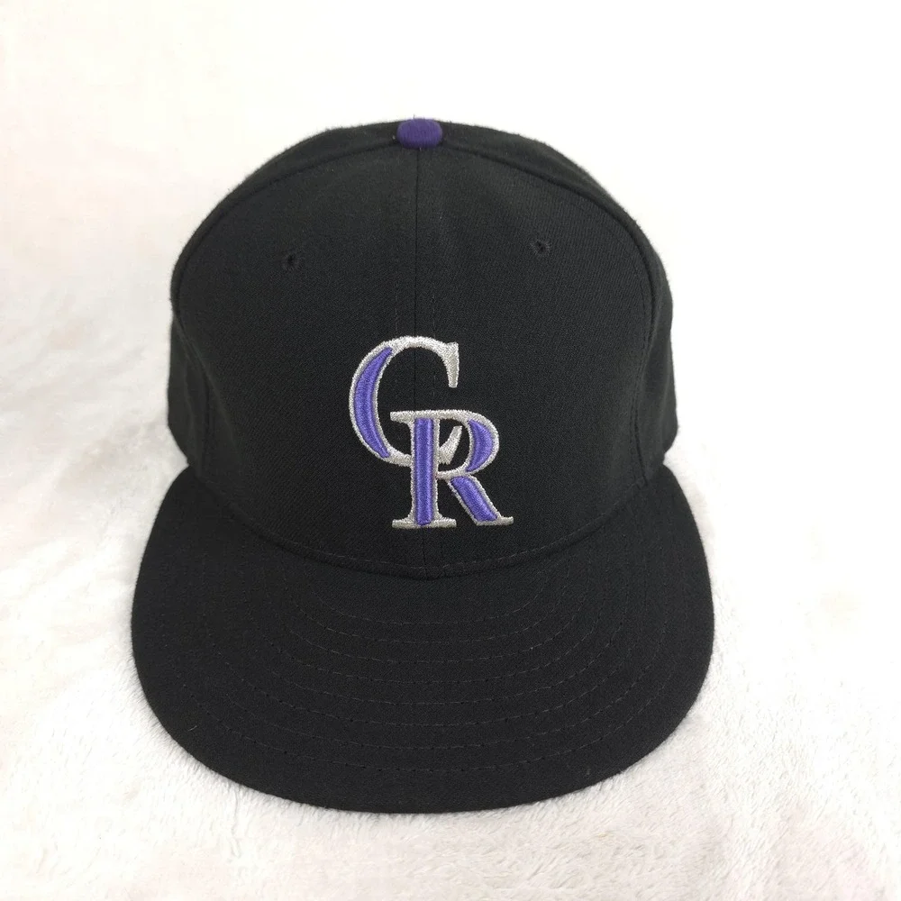 Colorado Rockies Hat On Field Players Cap Mens 7 5/8 Black MLB Baseball USA Made