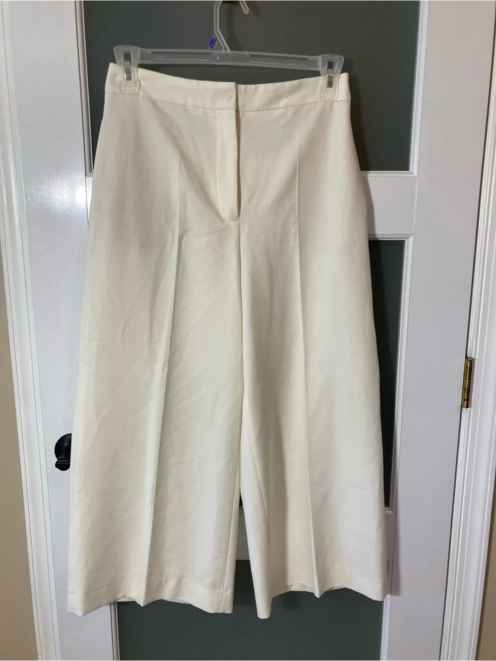 Zara Ecru CROPPED WIDE LEG PANTS - M - Polyester/Elastane Blend - NWT!