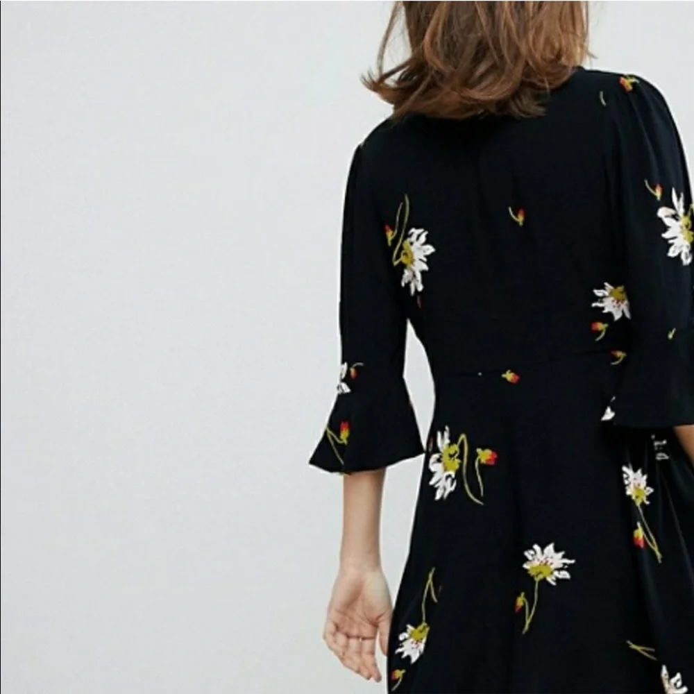 FREE‎ PEOPLE TIME ON MY SIDE FLORAL WRAP DRESS BLACK XS ROMANTIC WHIMSIGOTH BOHO