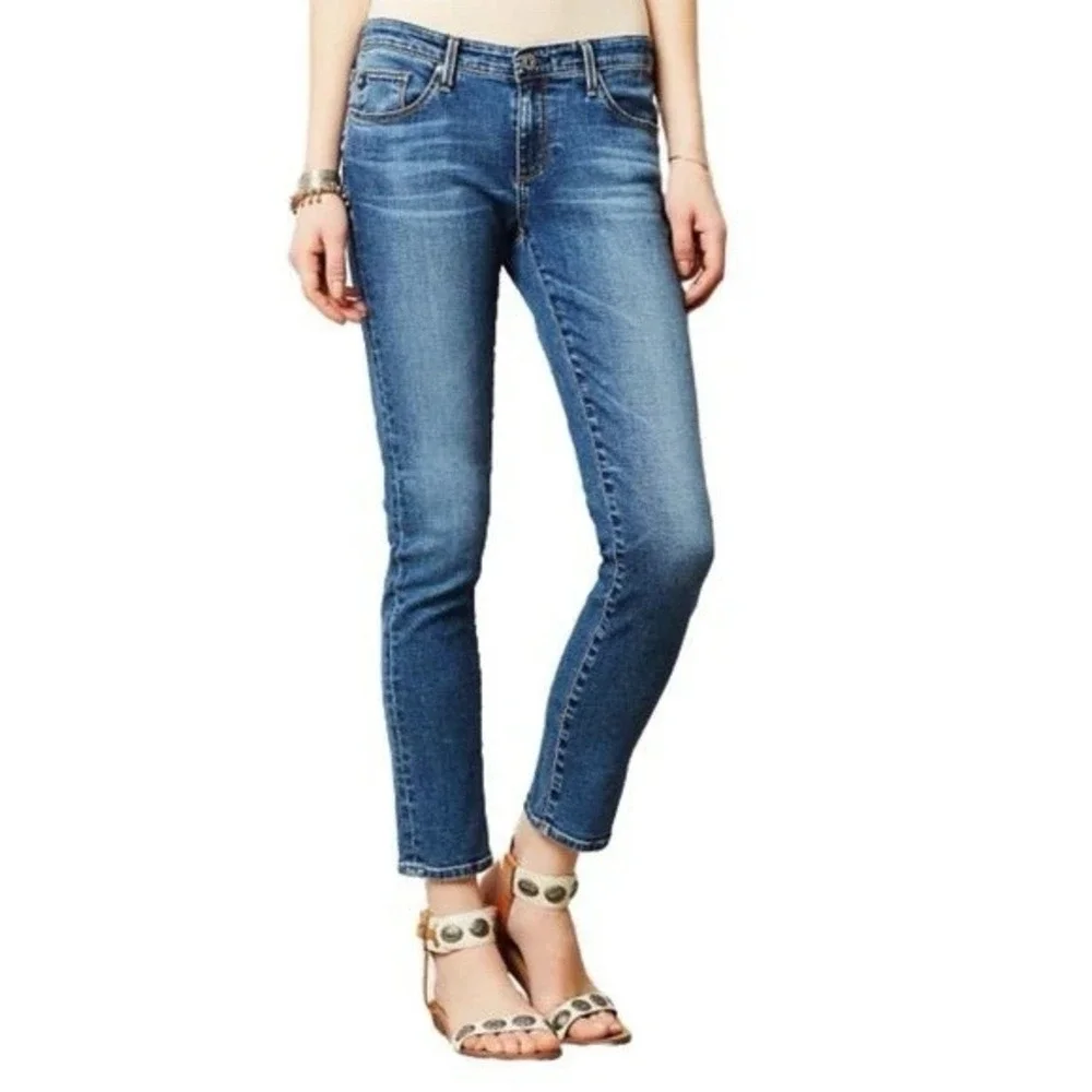 AG Adriano Goldschmied Stevie Ankle Jeans Womens 27‎ Blue Slim Straight Denim