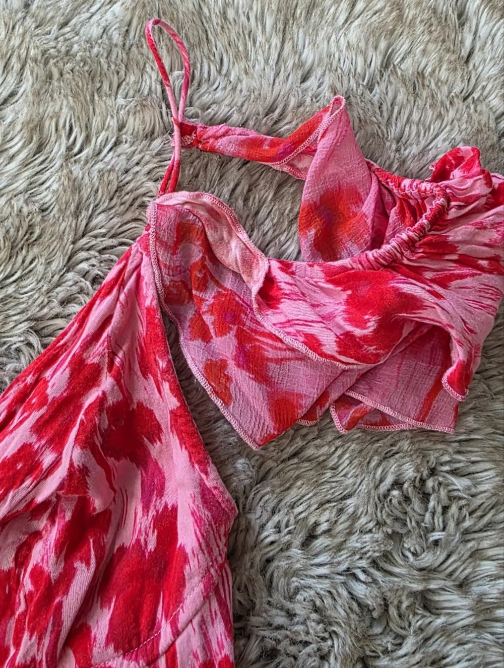 Free People Endless Cascades Maxi‎ Dress Off The Shoulder Pink And Red