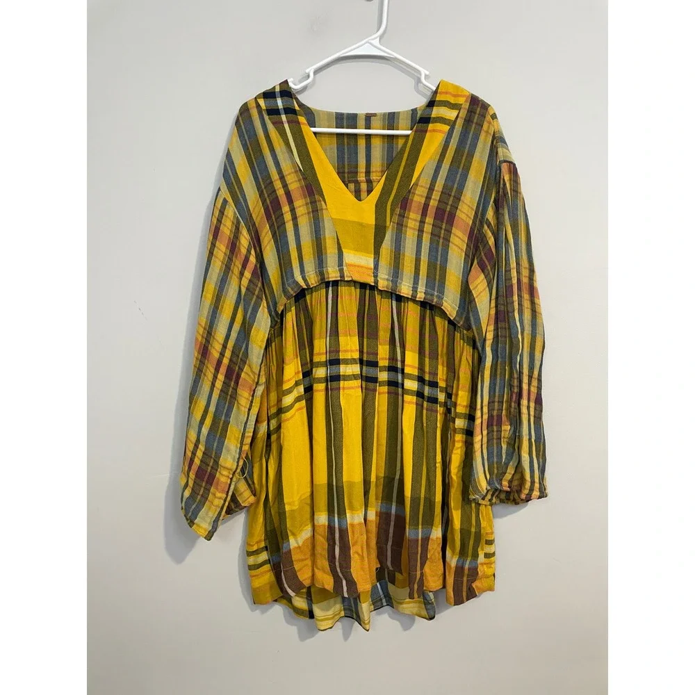 Free People yellow plaid
