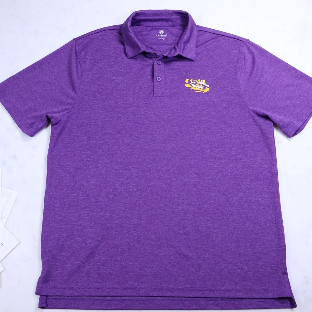 Top of the World LSU Tigers Mens Purple Heathered Polo‎ Large Louisiana State U