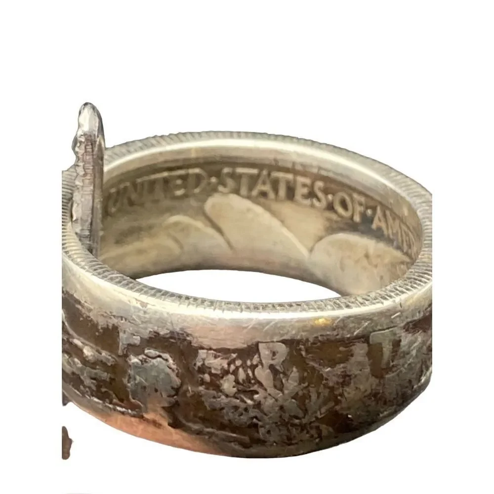 Vintage 1942 Walking Liberty Silver Half Dollar Coin Ring