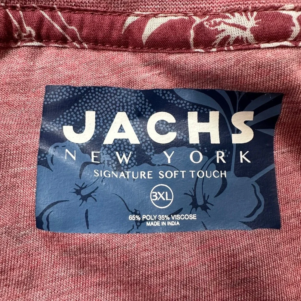 Jachs Short Sleeve Henley Shirt‎ Washed Red Signature Soft Touch Men's 3XL NWT