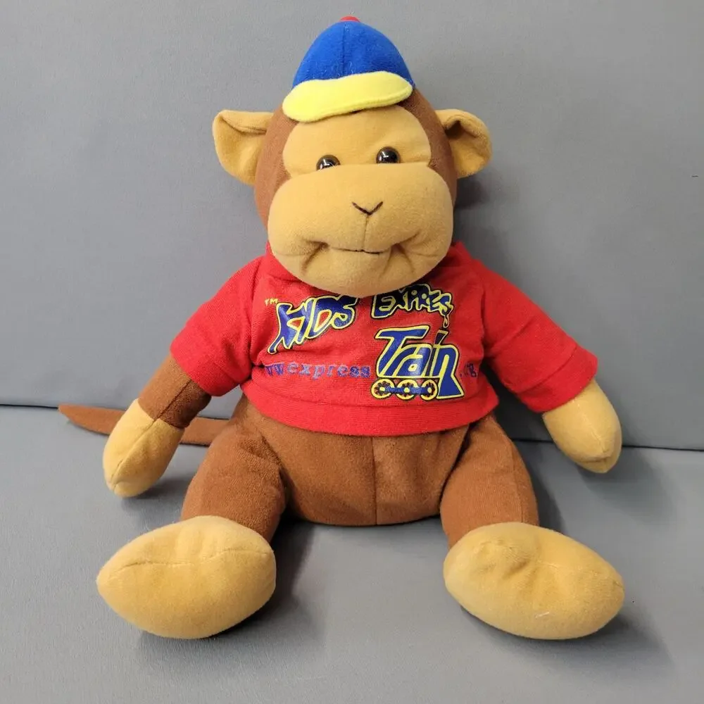 Kids‎ Express Train Monkey Plush Toy Brown Red Blue 14