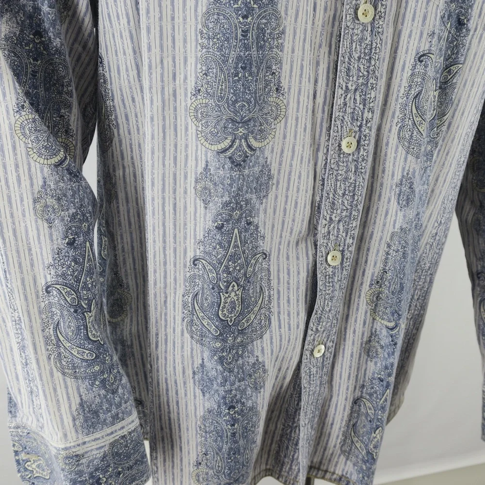 Indigo Palms Co Tommy Bahama Button Up Paisley Print‎ Shirt Mens Large Blue