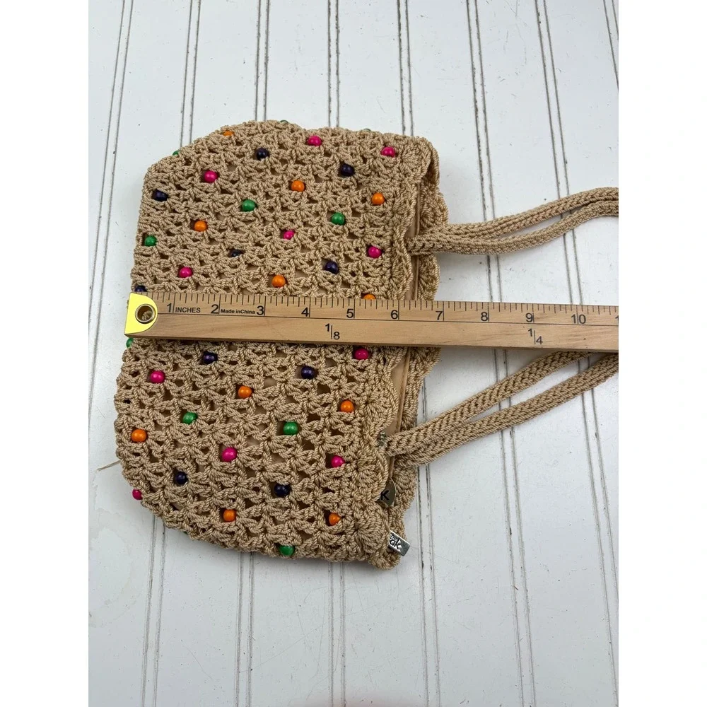 The Sak Vintage Y2K Crochet Beaded Boho Knit Summer Shoulder Bag Purse