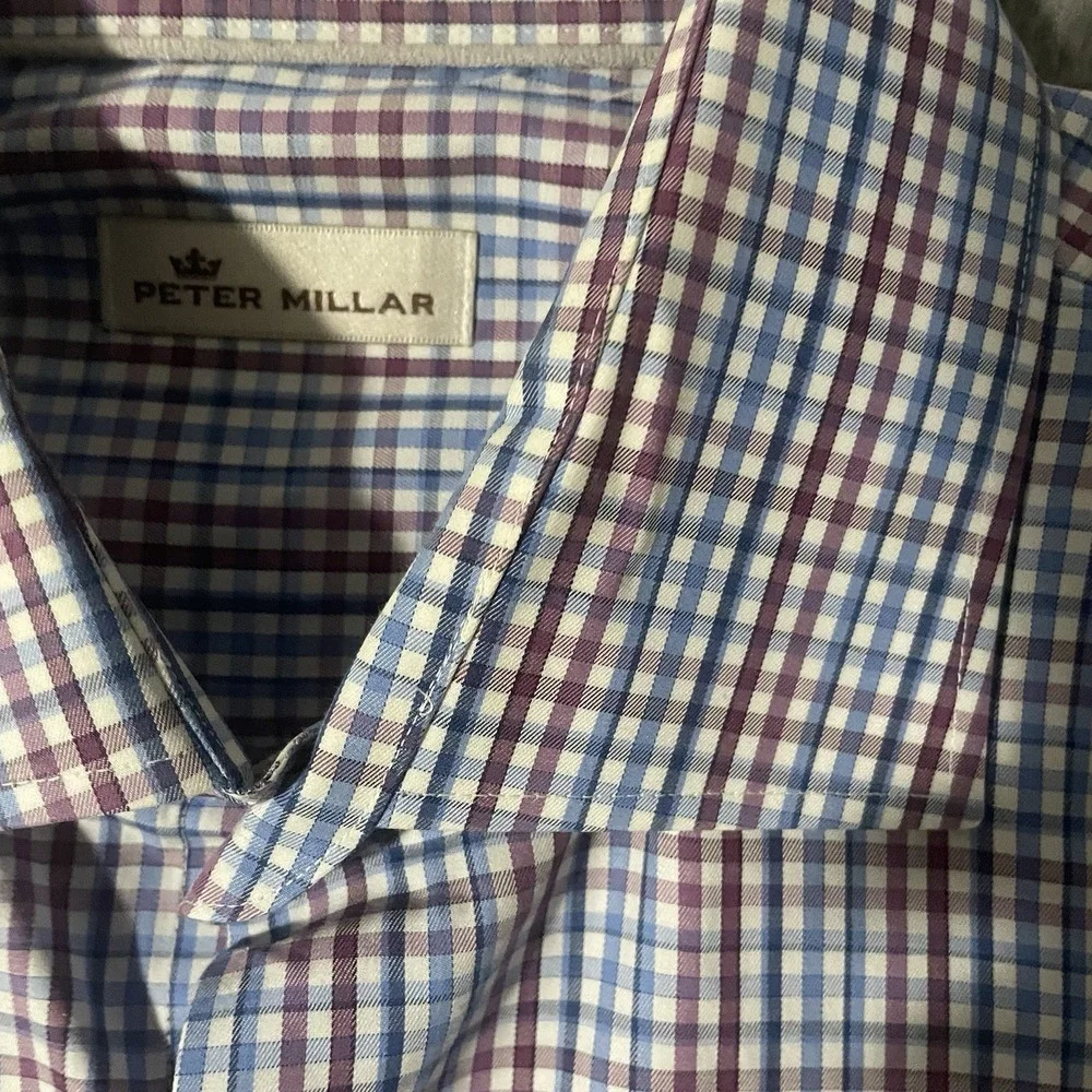 Peter Millar Shirt‎ Mens Large Check Long sleeve Button Up Preppy Casual Comfort