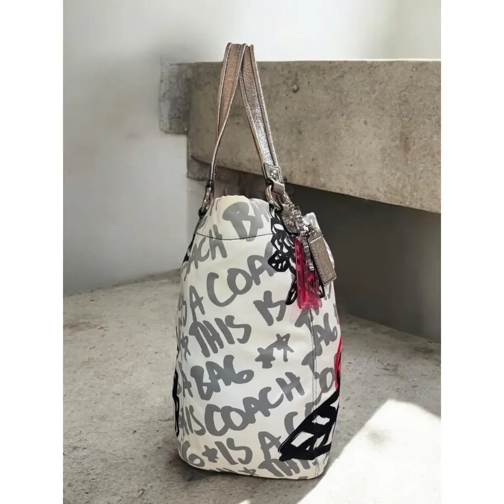 Y2K Coach 14735 Poppy Floral Graffiti North South Tote Bag