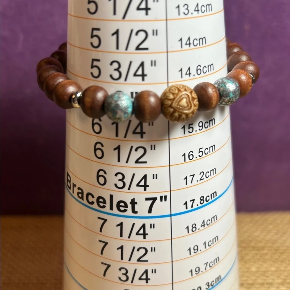 Fancy Wooden Beads Bracelet & Braided Leather Flower Bracelet Bundle (G)