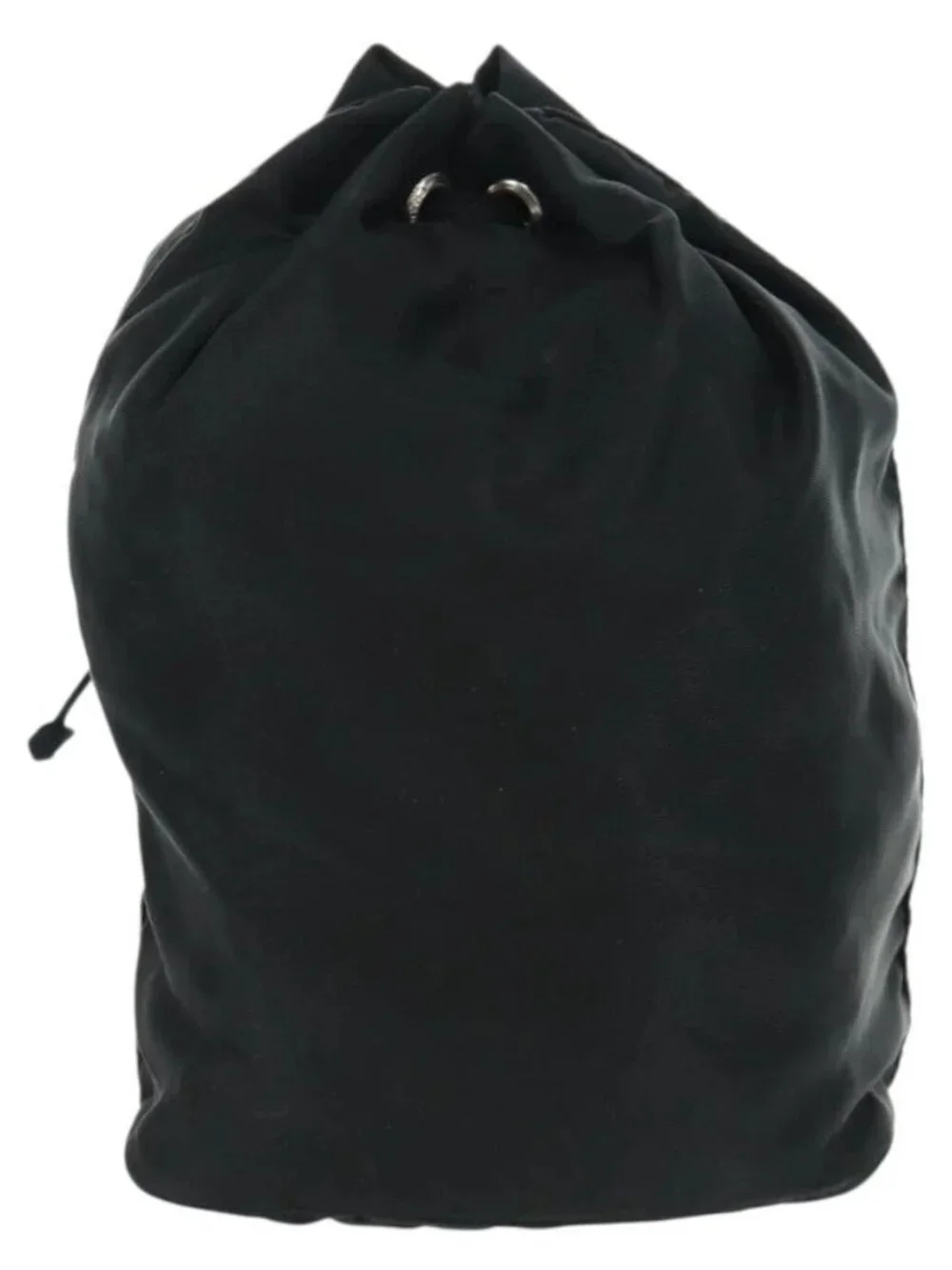 PRADA Drawstring Pouch Nylon Black Silver Auth 168451V