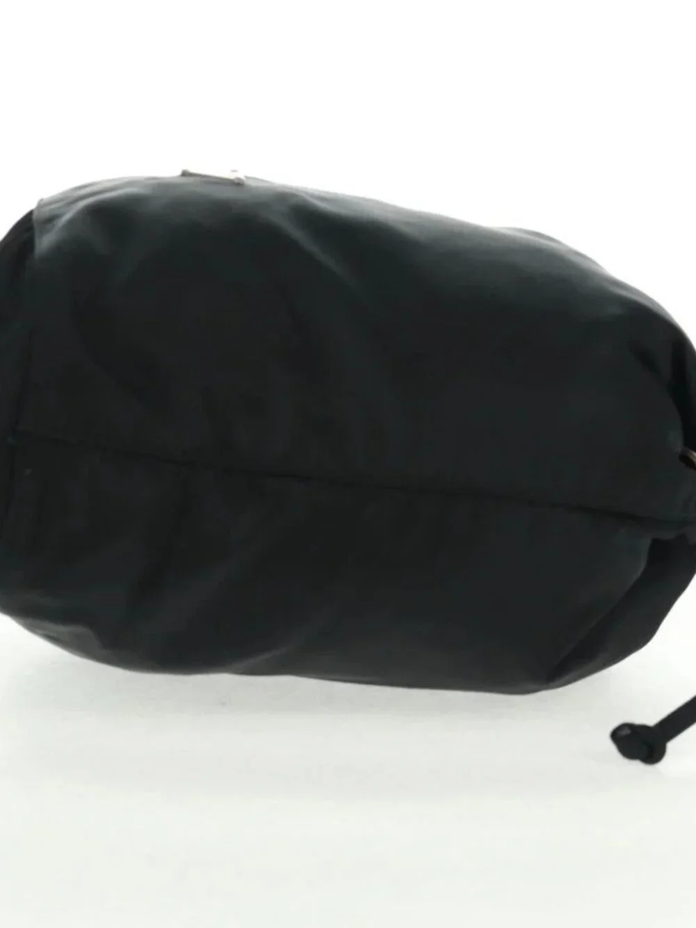 PRADA Drawstring Pouch Nylon Black Silver Auth 168451V