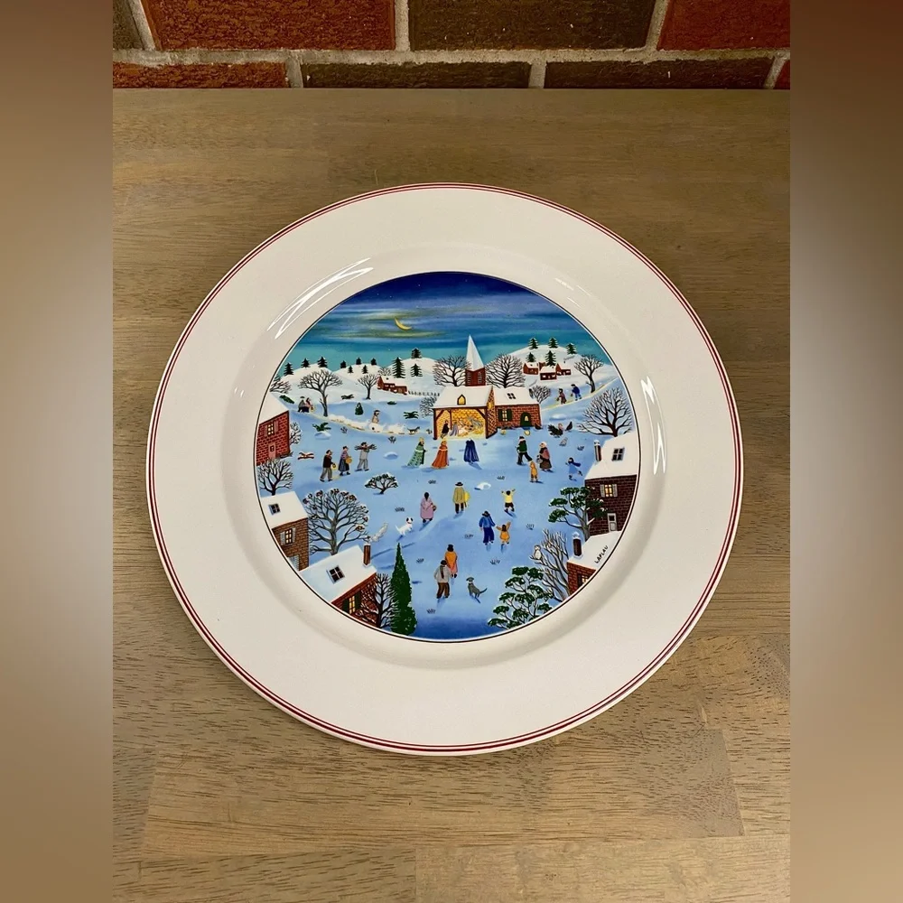Villeroy & Boch Naif Christmas Snow Scene Charger Plate‎  Signed Laplau 12