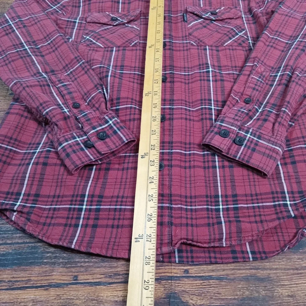 Harley Davidson Long Sleeve Button Up Flannel Shirt Men's Medium‎ Red Plaid
