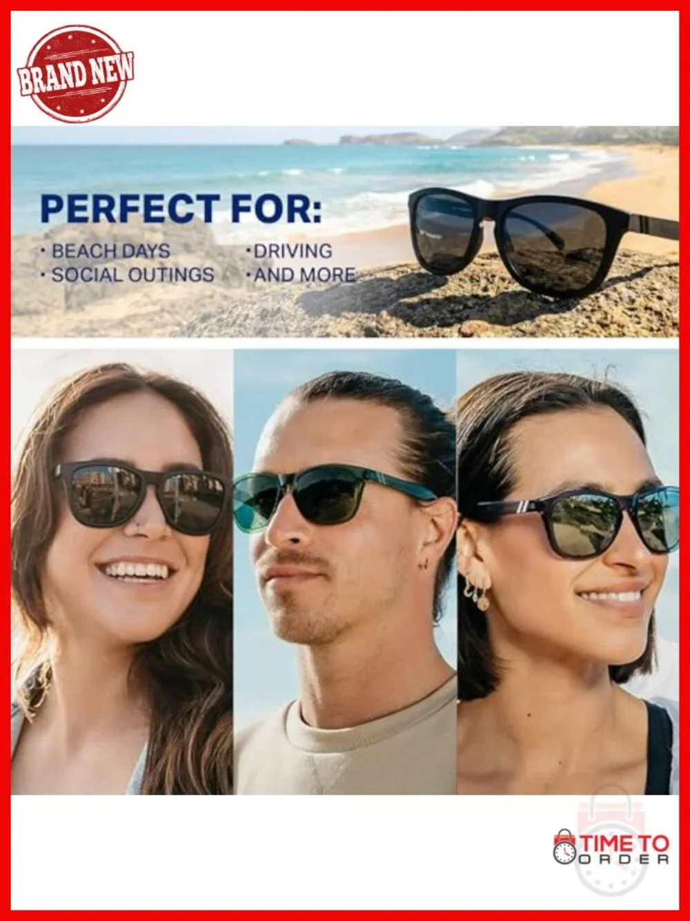 Polarized Sunglasses with 100% UV Protection - Classic Round Polycarbonate