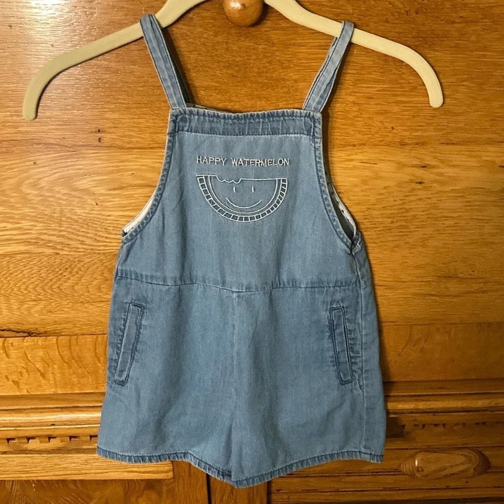 Zara BabyGirl Happy Watermelon Denim Romper Light‎ Wash Size 2/3 Years